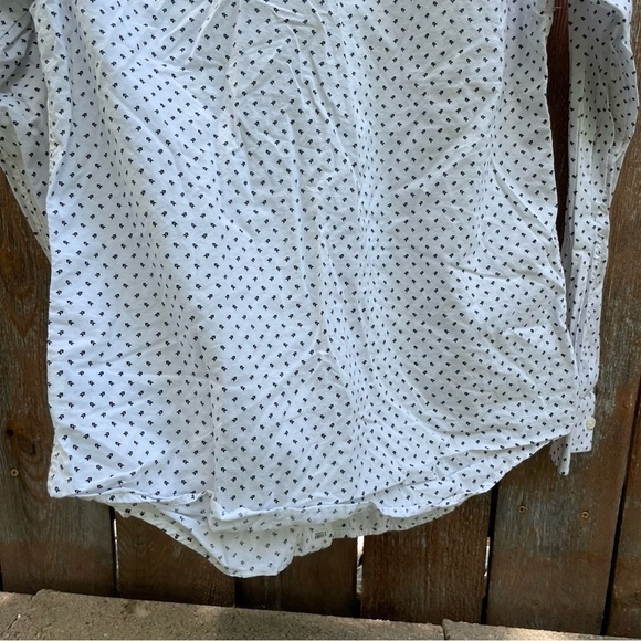 GOODFELLOW Men’s Casual White Navy Chevron Long Sleeve Button Down Size Small - Picture 10 of 12
